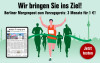Tablet mit Berliner Morgenpost Abo, Laeufer durchbricht Zielband vor Berlin Skyline, 3 Monate fuer 1 Euro