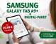 Werbeanzeige für Tablets in Kombination mit einem Abonnement der "Berliner Morgenpost". Angepriesen wird ein Samsung A9+ für 35,99€ ohne zusätzliche Kosten zum Zeitungsabo.