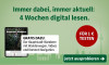 Text: Immer dabei, immer aktuell: 4 Wochen digital lesen. Gratis dazu: Der Hauptstadt-Wanderer mit Wanderwegen, Videos und Komoot-Navigation. Text: FÜR 1 € TESTEN