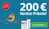 Angebot: 200 Euro Herbstprämie für 12 Monate Berliner Morgenpost Print und Digital mit Rotkehlchen und Bestellbutton