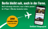 Grüner Hintergrund zeigt ein Flugzeug und ein Smartphone mit E-Paper-Angebot. Text: 'Jetzt kostenlos testen. Endet automatisch.'