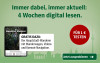 Text: Immer dabei, immer aktuell: 4 Wochen digital lesen. Gratis dazu: Der Hauptstadt-Wanderer mit Wanderwegen, Videos und Komoot-Navigation. Text: FÜR 1 € TESTEN