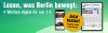 Anzeige für ein Zeitungsabonnement. Text: "Lesen, was Berlin bewegt:4 Wochen digital für nur 1 €. Jetzt testen! Angebot endet automatisch“.